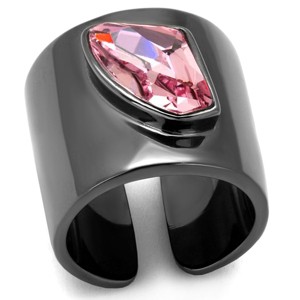 Slickblue Women's Stainless Steel Ring IP Light Black with Light Rose Synthetic Crystal, Size 5-10 - 1 of 4