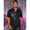 INSPIRE CHIC Men's Short Sleeves Club Party Shiny Sequin Polo Shirts - 2 of 4