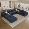 157.6" Corduroy Cloud Feather-filled U-Shaped Sectional Sofa with Deep Seat, Double-Layer Design, Removable Cushions, No Assembly, and DIY Combination - 2 of 4
