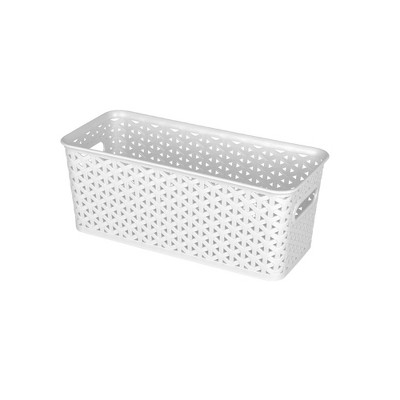 Y-Weave Half Medium Decorative Storage Basket White - Brightroom™:  Polypropylene, 5.2 Volume, 13 Inch Cube Compatible