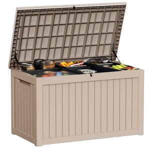 Naysaye Deck Boxes, 230 Gal Outdoor Storage Deck Box, Small Patio Storage Bin for Garden Tools, Brown, 57.87"*32.24"*33.66" - 1 of 4