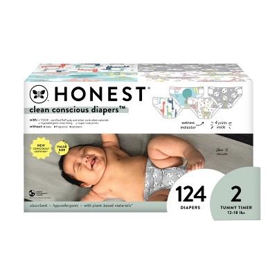 Honest Clean Conscious Disposable Diapers - Four Print Pack- Size 2 - 124ct