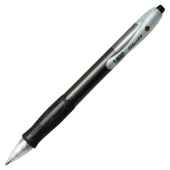 BIC Velocity Refillable Retractable Ballpoint Pen, 1 mm Medium Tip, Black Ink/Barrel, Pack of 12