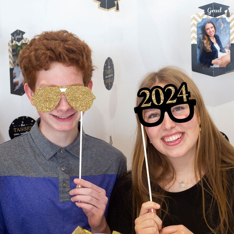 Big Dot of Happiness Gold Graduation Party - 2024 Grad Photo Booth Props Kit - 20 Count, 5 of 9