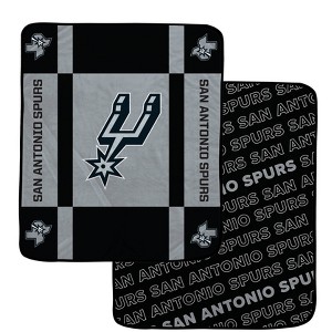 NBA San Antonio Spurs 60"x70" Reverse Block Wordmark Double Sided Flannel Fleece Blanket - 1 of 3