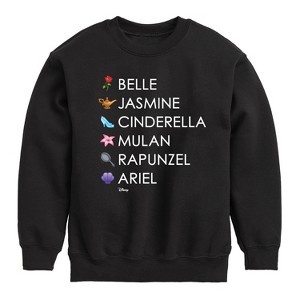 Boys' - Disney - Princess List Icons Graphic Long Sleeve Fleece Sweatshirt - 1 of 4