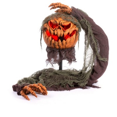 HalloweenCostumes.com One Size Fits Most 14" Animated Head Popping Pumpkin Ground Breaker Halloween Prop | Pumpkin Decorations, Orange/Green