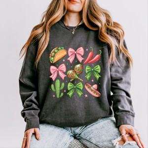 Simply Sage Market Fiesta Coquette Collage Lightweight Garment Dyed Sweatshirt - 1 of 4