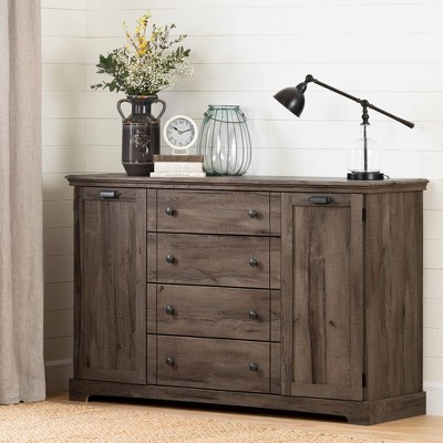 Cottage Charm Fall Oak Dresser with Deep Drawers and Hidden Shelves