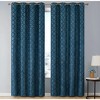 HLC.ME Versailles Lattice Flocked 100% Complete Blackout Thermal Insulated Window Curtain Grommet Panels, Set of 2 - 2 of 4