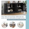 Large Storage Space Sideboard with Artificial Rattan Door and Metal Handles for Living Room and Entryway (Black) - 4 of 4