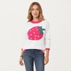 Anna-Kaci Women's Strawberry Graphic Knit Sweater with Cute Fruit Design Ribbed Crew Neckline and Relaxed Long Sleeve Fit - 2 of 4