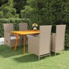 vidaXL Dining Set Beige Solid Acacia wood, PE rattan, Polyester cushioning - 2 of 4