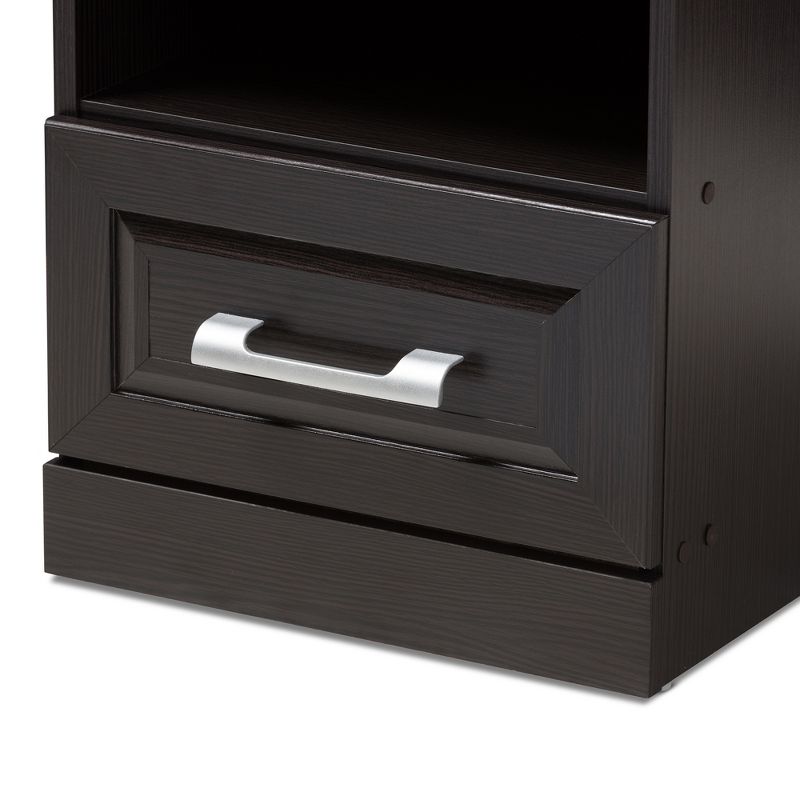 Odelia Modern and Contemporary Finished 1 Drawer Nightstand Dark Brown - Baxton Studio, 6 of 11