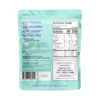 Brooklyn Biltong Garlic Tender Steak Jerky Slices - 3.2oz