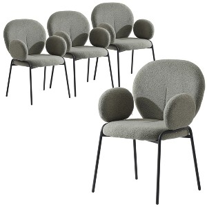 Leisuremod Celestial Series Boucle Dining Arm Chair with Black Frame, Set of 4 - 1 of 4