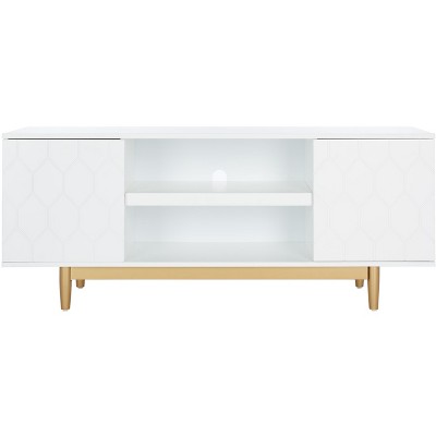 Kit 2 Shelf Pattern Media Stand - White/Gold - Safavieh