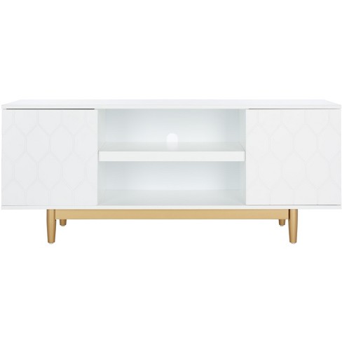 Kit 2 Shelf Pattern Media Stand - White/Gold - Safavieh - image 1 of 4