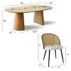 9-Piece Dining Set for 6,Modern Oak Extendable Dining Table with Rattan Dining Chairs for Dining Room, Kitchen Furniture-Tanpinhause - 3 of 4