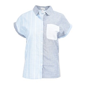 da-sh Women's Mixed Media Cuffed Cap Sleeve Top - 1 of 3