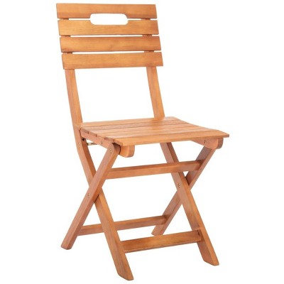 Natural Brown Eucalyptus Wood Folding Side Chairs, Set of 2