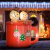 NAYSAYE 6FT Christmas Inflatable Gingerbread Couple In Hot Cocoa Mug Festive Holiday Decoration For Yard And Home, Red and Brown, 64.2"*43.3"*70.9" - 3 of 4