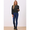 INSPIRE CHIC Women's Zip Up Long Sleeve Velvet Surface Diamond Quilted Bomber Jackets - 3 of 4