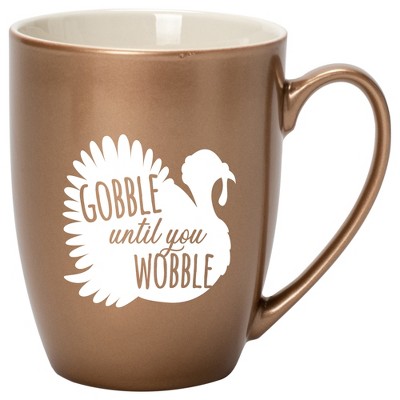 Elanze Designs Gobble Until You Wobble Bronze 10 ounce New Bone China Coffee Cup Mug