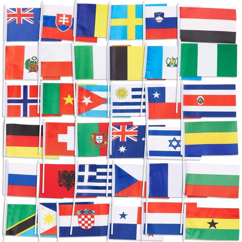 Juvale 72 Pack International World Country Handheld Stick Flag for Party Decor, Parades, Festival, 7.5 x 5.2 in, 4 of 5