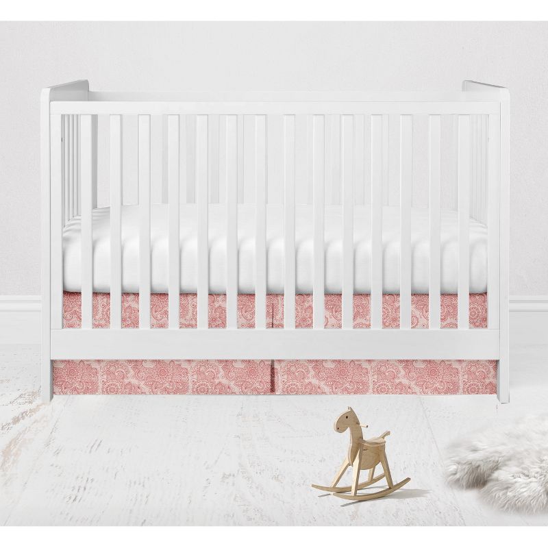 Bacati - Sophia Paisley Coral Scroll Crib/Toddler Bed Skirt, 1 of 4