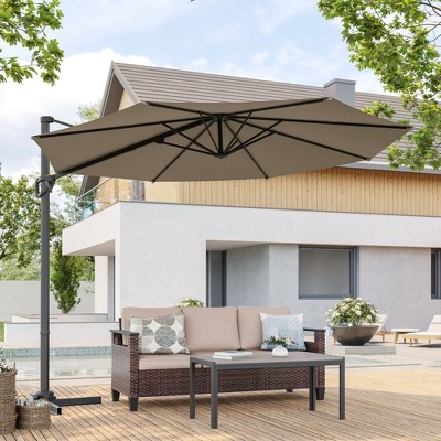 Sonkuki 10 FT Patio Cantilever Umbrella, Outdoor Round Offset Sturdy Umbrellas 360° Rotation