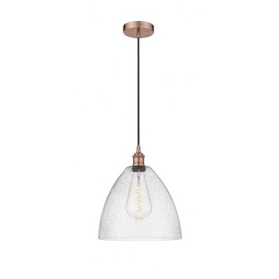 Edison Dome - 1 Light Cord Hung Mini Pendant In Industrial Style-13.75 Inches Tall and 12 Inches Wide
