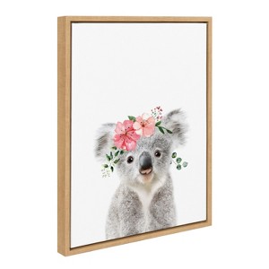 Kate & Laurel All Things Decor 18"x24" Sylvie Flower Crown Koala Framed Wall Art by Amy Peterson Art Studio - 1 of 4