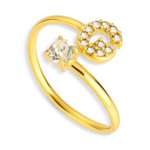 EVRY JEWELS WATERPROOF Gold or Silver Plated Sparkle Initial Wrap Ring - 1 of 1