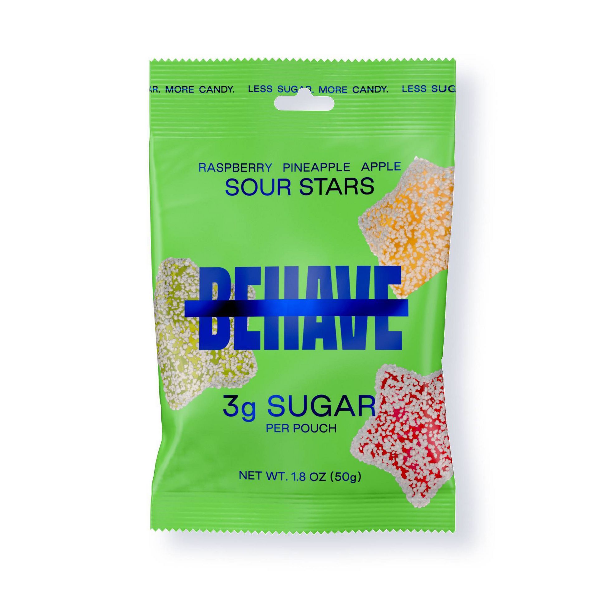 BEHAVE Raspberry Apple Pineapple Sour Candy Stars - 1.8oz