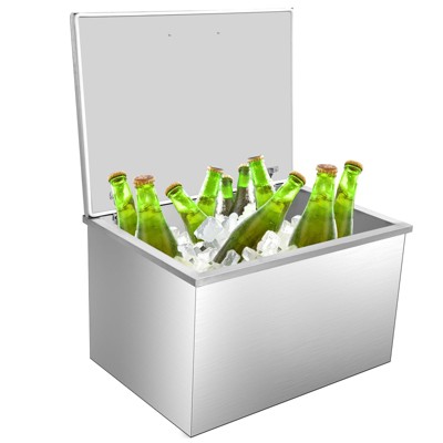 Drop in Ice Chest, Stainless Steel Commercial Ice Bin with Hinged Cover, Outdoor Kitchen Ice Bar for Drinks