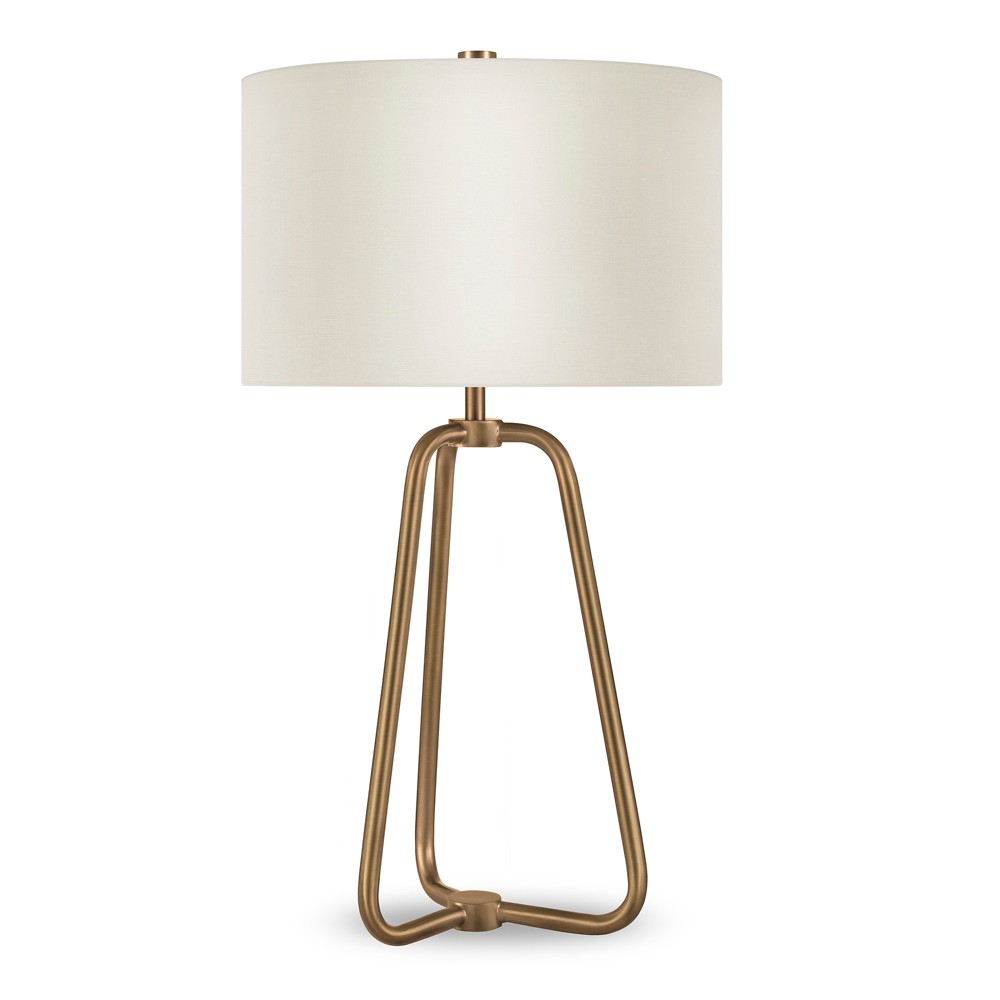 Photos - Floodlight / Street Light Hudson and Canal 25.5" Tall Table Lamp with Fabric Shade Brass/White