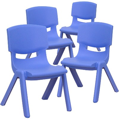 Blue 10 School Stack Chair, Stacking Student Chairs with Chromed Steel Legs and Nylon Swivel Glides 6-Pack 
