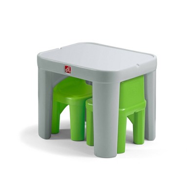 Gray and Green Plastic Toddler Table and Chair Set