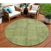 Fern Green And Artichoke Green Patchwork Washable Indoor Outdoor Area Rug - 2 of 4