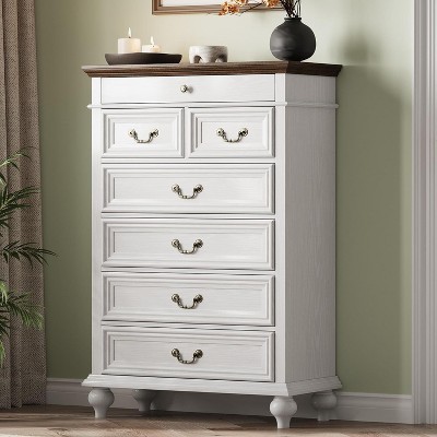 7 Drawer Dresser for Bedroom,  Wood Dresser with Natural Texture, Rustic Farmhouse Chest of Drawers for Bedroom, Living Room, Hallway