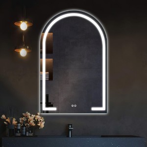 Dovelina Modern BlackArched Bathroom Vanity Mirror with LED Lights and Anti-fog,Wall Mirror - 1 of 4