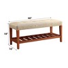 NicBex Storage Bench Shoe Rack Fabric Accent Oak Finish Legs for Bedroom and Entryway, Beige - 2 of 4