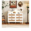 6 Drawer Dresser, Rattan Wood Chest Of Drawers With Led Light Strip, 2 Ac And USB Charging Station, Storage Cabinet Sideboard Console Table For Bedro - 2 of 4