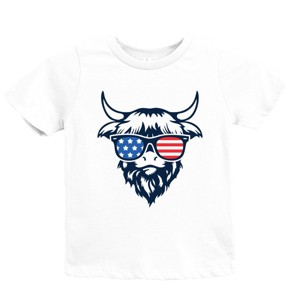 The Juniper Shop Patriotic Cow Sunglasses Youth Short Sleeve Tee - 1 of 4