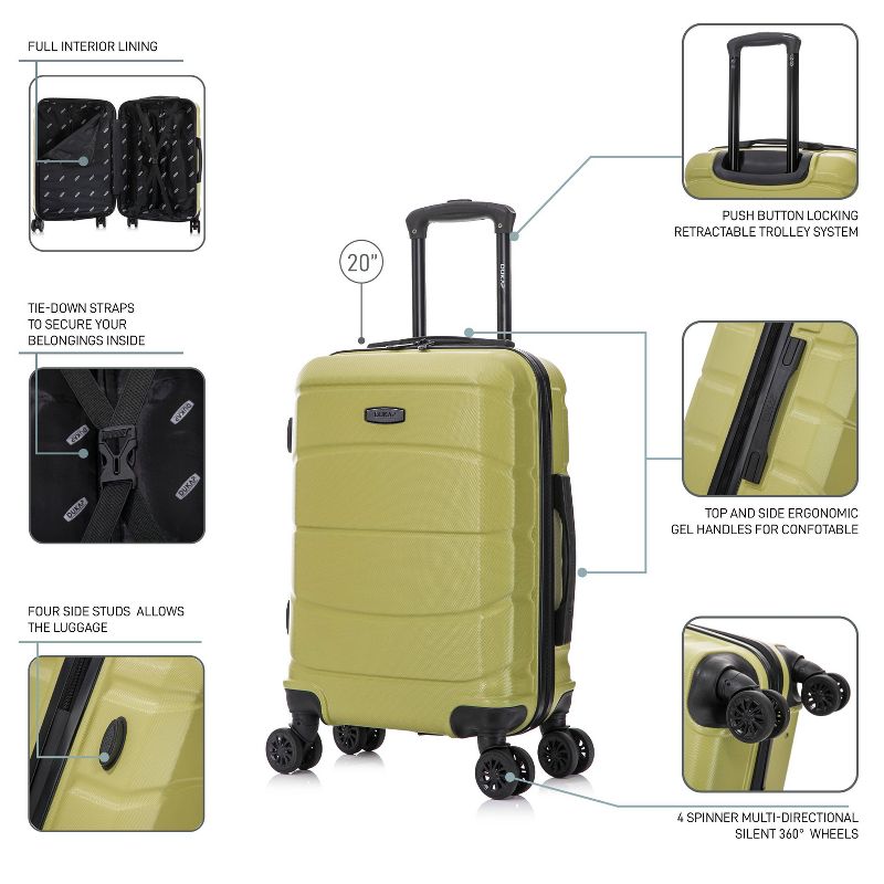 DUKAP Sense Lightweight Hardside Carry On Spinner Suitcase - Green, 4 of 18