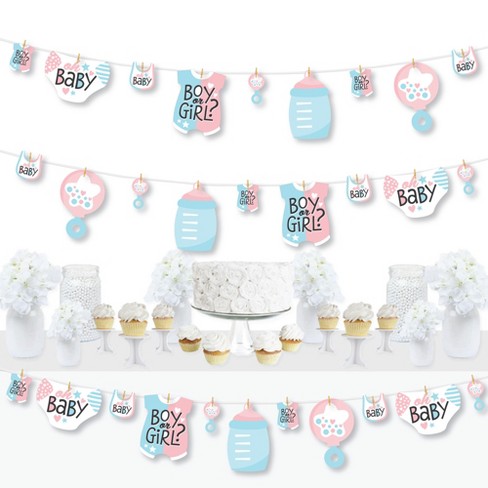 Big Dot Of Happiness Baby Gender Reveal - Team Boy Or Girl Party Diy  Decorations - Clothespin Garland Banner - 44 Pieces : Target