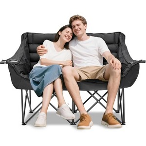 Docred Oversized Double Camping Chair, Folding 2 Person Camping Chair Loveseat, Lawn Chairs with Carrying Bag - 1 of 4