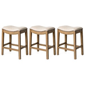 Maven Lane Adrien Upholstered Backless Saddle Kitchen Stool, Set of 3 - 1 of 4