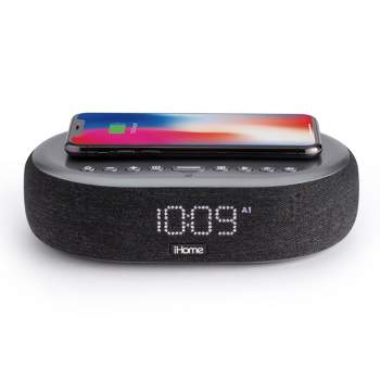 TIMEBOOST - Bluetooth Stereo Alarm Clock with Wireless Charging, Speakerphone & USB Charging